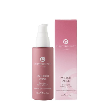 Twilight Zone Overnight Refining Serum from Curated Beauty London to gently exfoliate, refine and hydrate skin for a fresh, glowing, natural skin tone with frankincense, hyaluronic acid, natural enzymes and prickly pear.