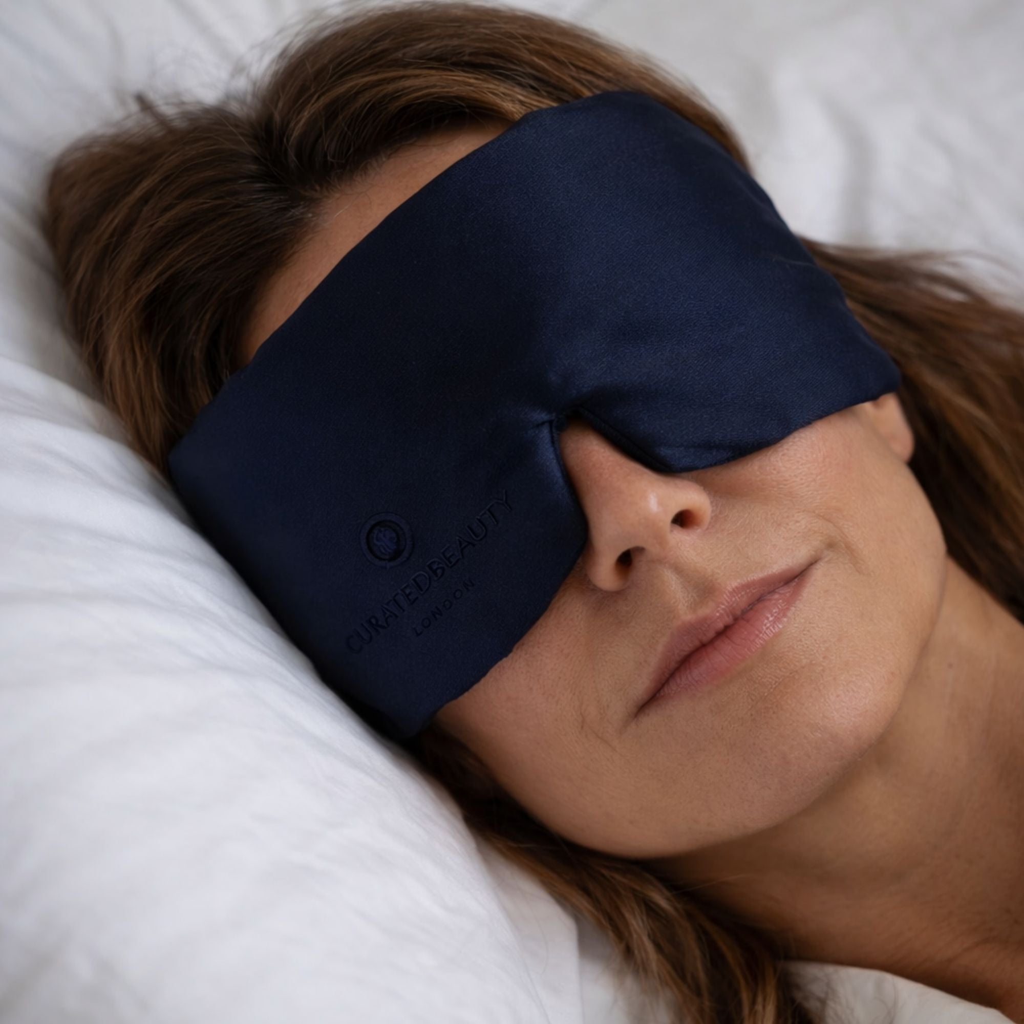 Curated Beauty London Dark Skies 100% silk eye mask for restful sleep and relaxation