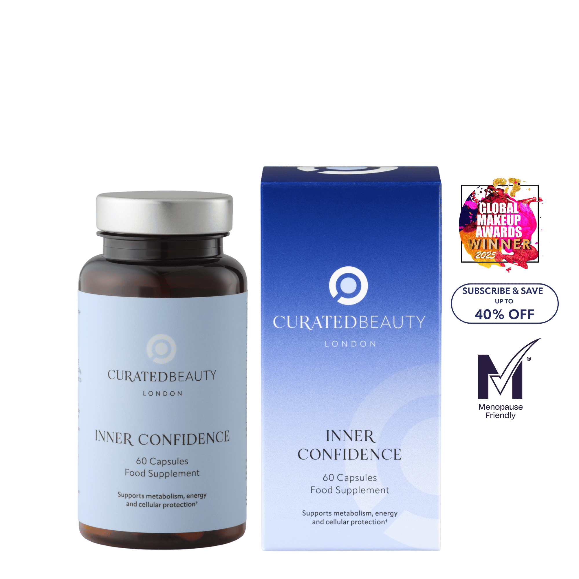 Curated Beauty London Inner Confidence NMN supplement for energy, metabolism and healthy ageing