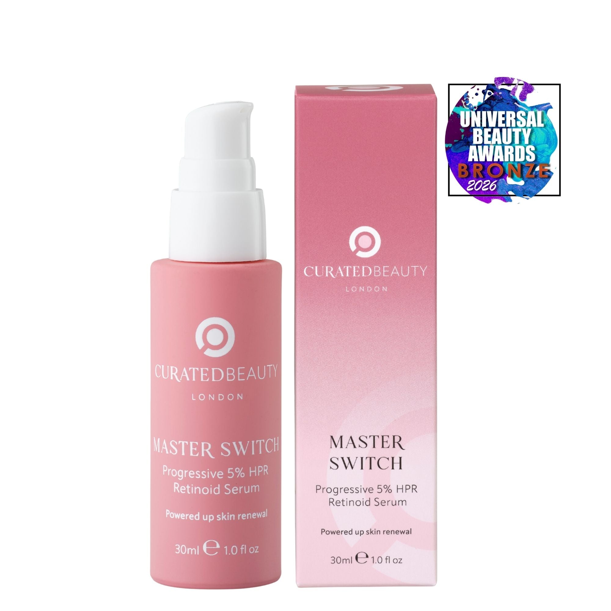 Curated Beauty London Master Switch 5% HPR retinoid serum for advanced skin renewal and smoother texture