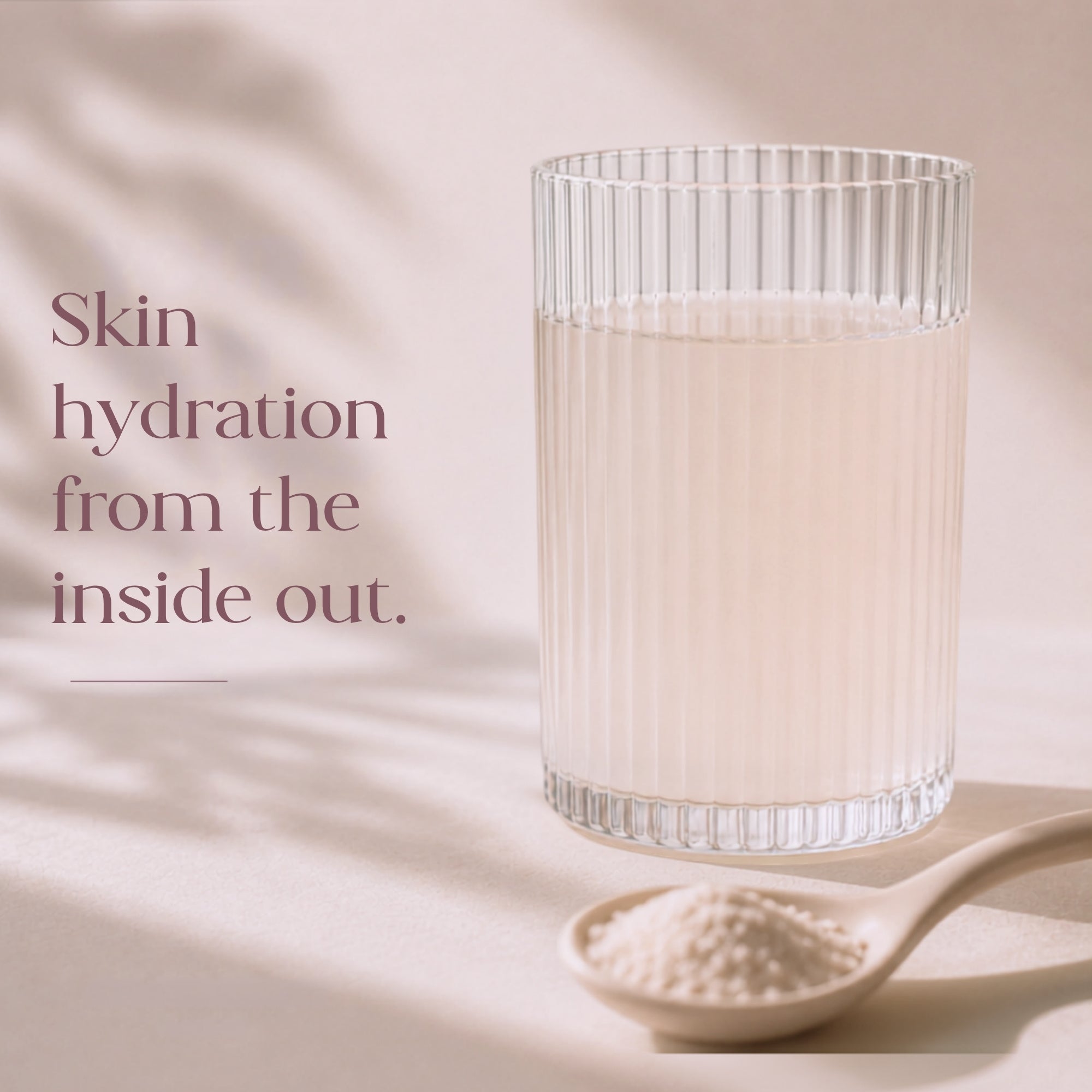 Glass of  Curated Beauty London Intelligent Hydration for skin hydration from the inside out